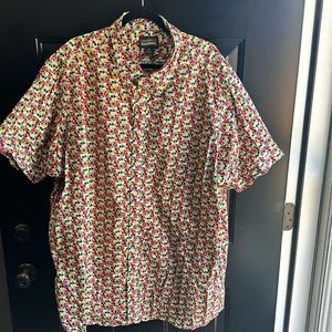 Big and tall, men’s multi colored button down shirt.